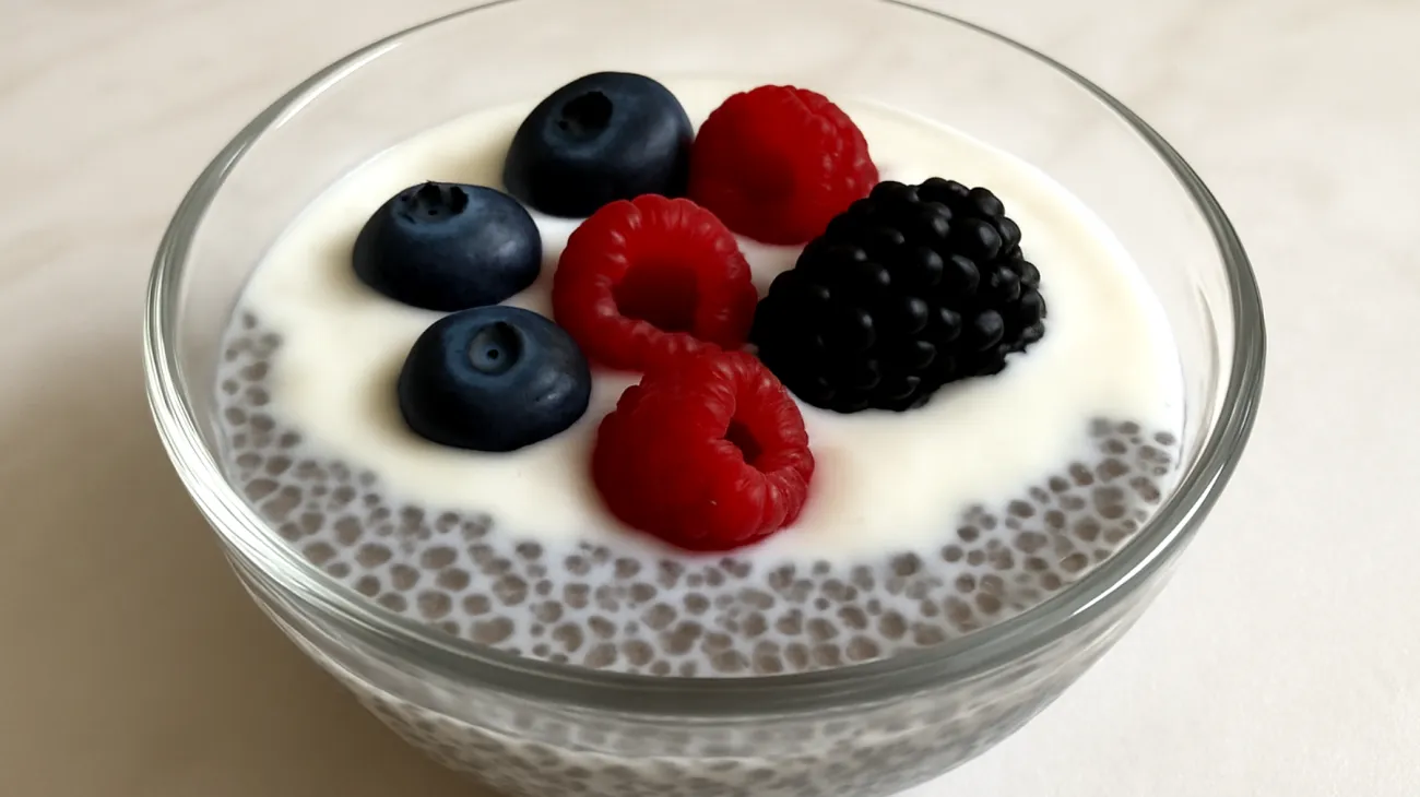 Budino di semi di chia con kefir e frutti di bosco"