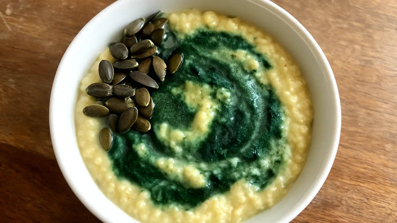Porridge di miglio con semi di zucca e spirulina"