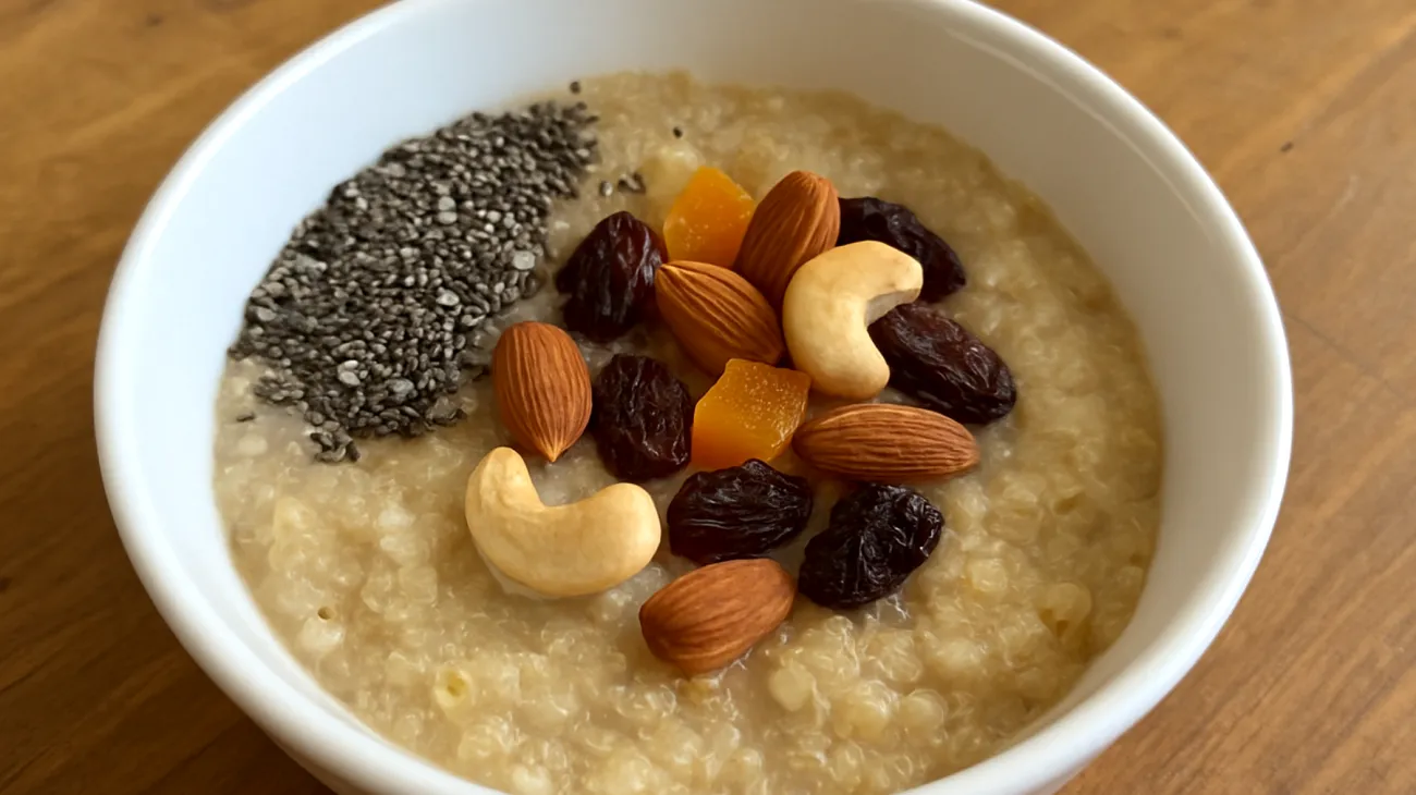 Porridge di quinoa con semi di chia e frutta secca"