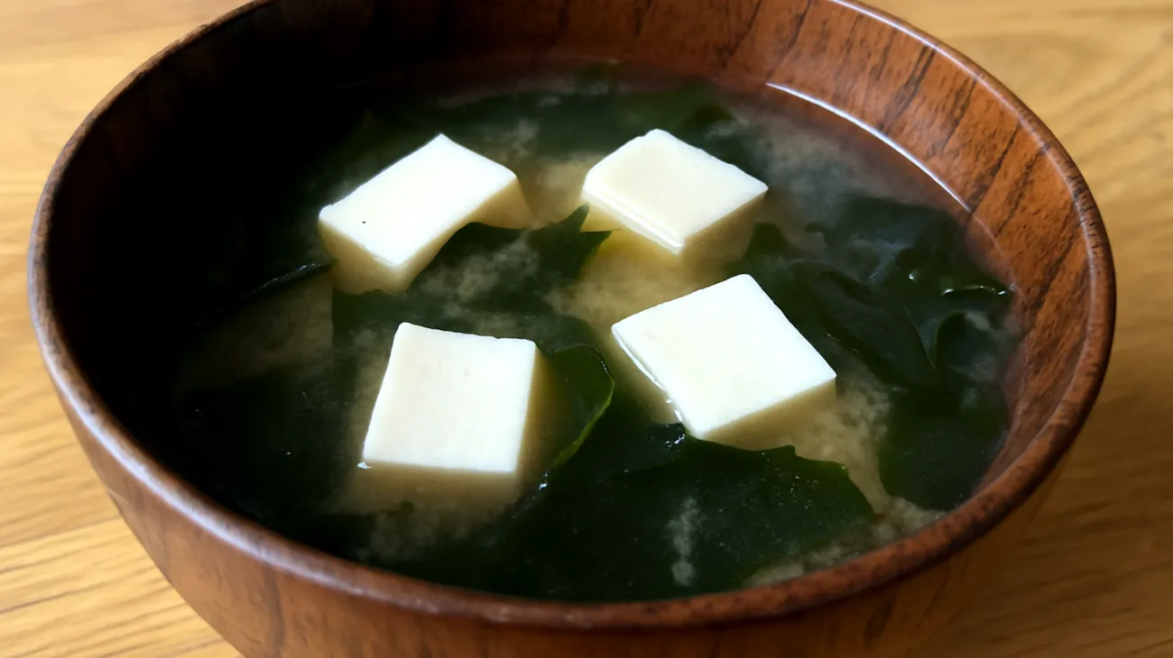 Zuppa di miso con alghe wakame e tofu"